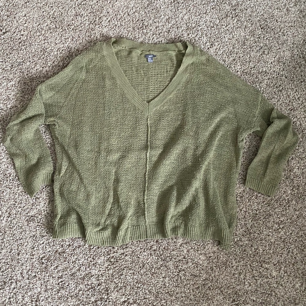 Aerie Woven V-Neck Sweater